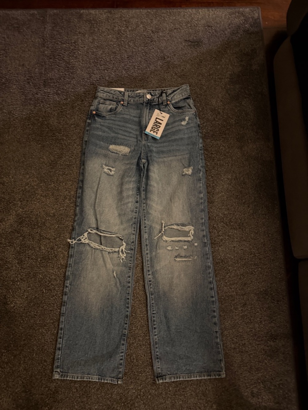 refuge Distressed Light Blue Straight Leg Jeans